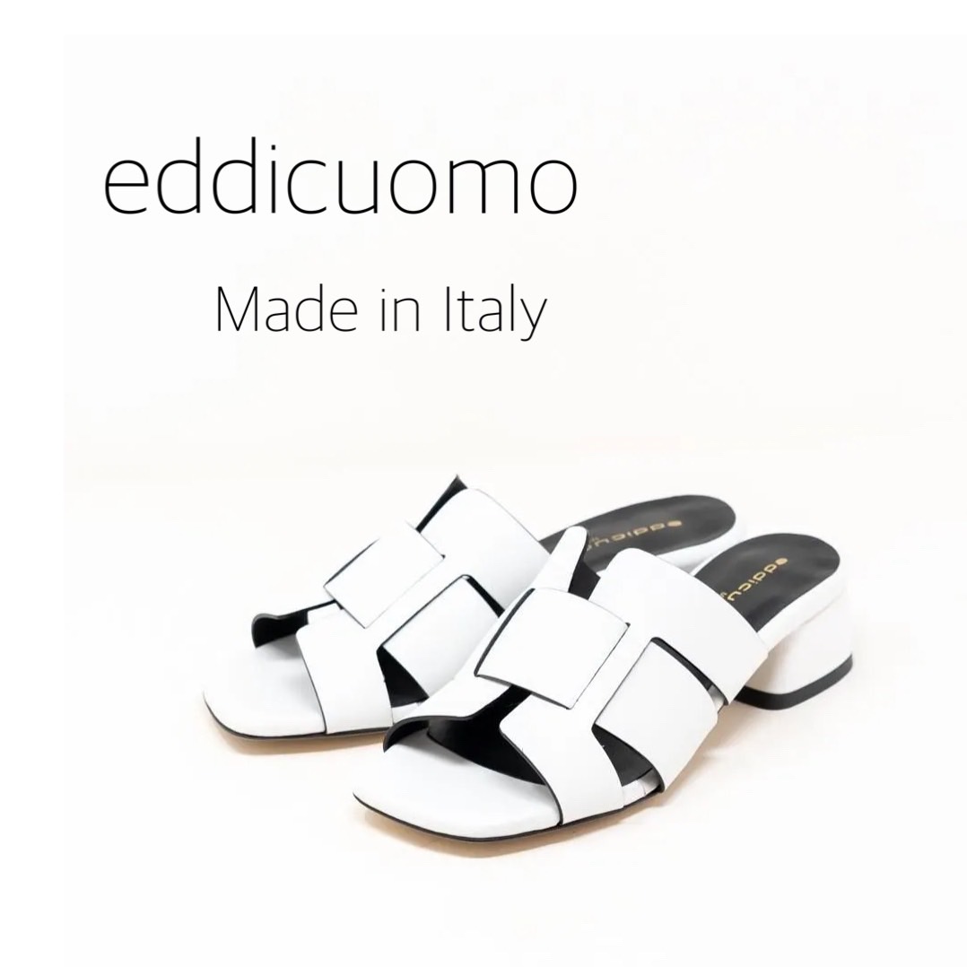 7/25個性的な編み込みデザインがモード感を演出してくれるマットホワイトミュール