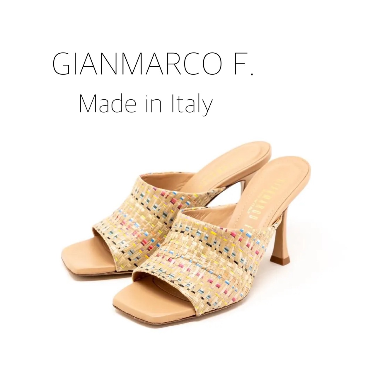 7/21マルチカラーが夏らしいミュールサンダル