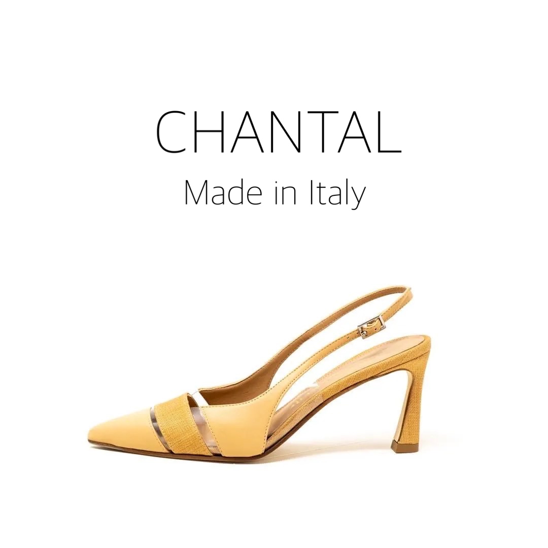 8/18異素材をミックスした夏らしい涼やかなバックスリングパンプス