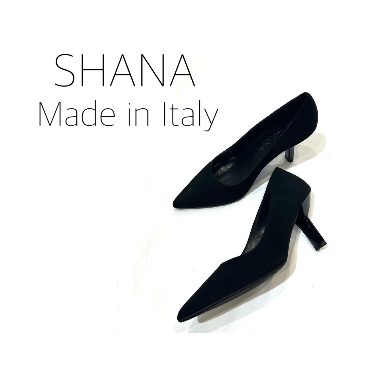 10/5シンプルながらも計算された美フォルムのブラックスエードパンプス